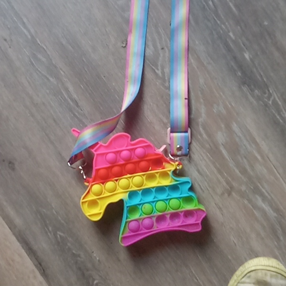 Rainbow unicorn fidget pop it purse